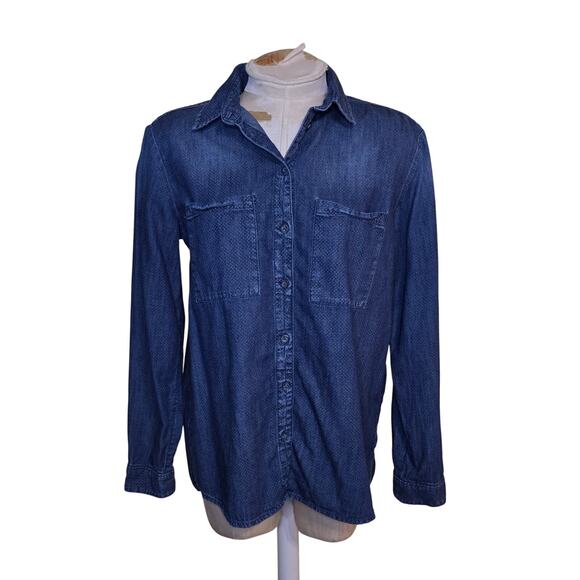 Anthropologie Pilcro Denim Button Down With Flyaway Back Boho Western Size Small - Picture 1 of 5